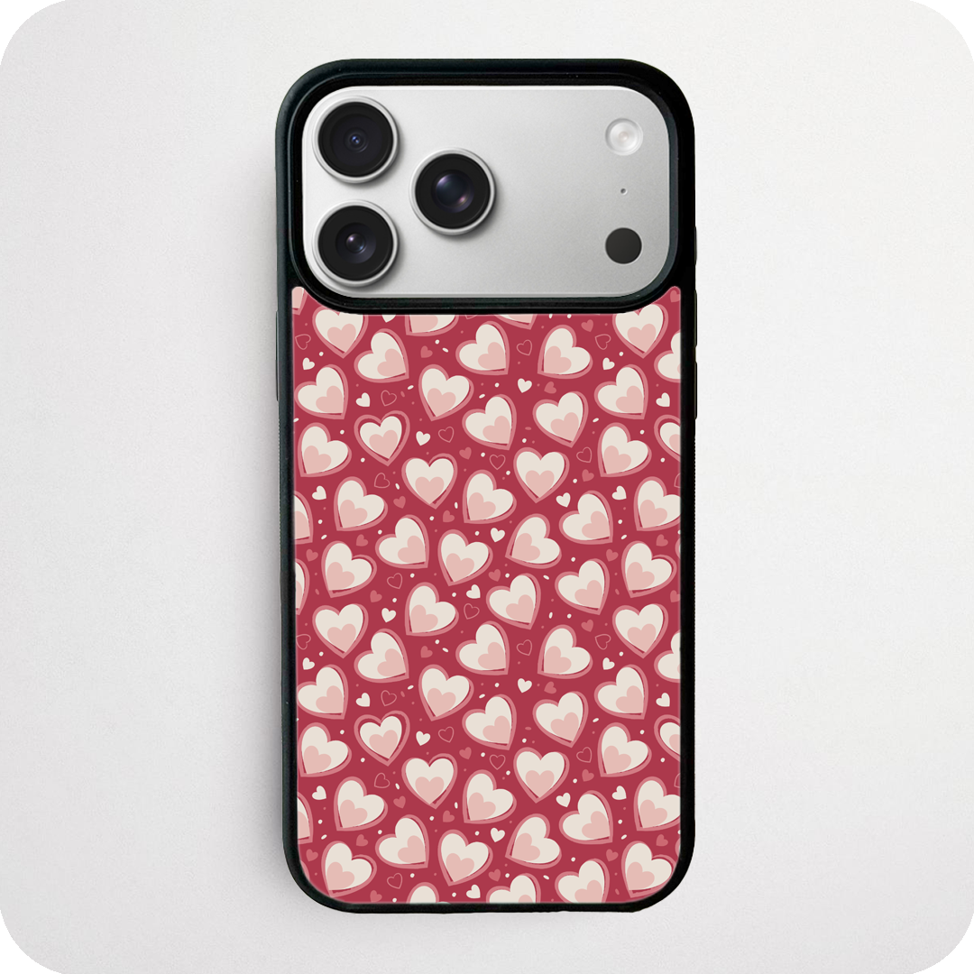 Red & Cream Heart Pattern Phone Case | Cute Valentines Design