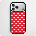 Red Glitter Phone Case | White Hearts Repeat Pattern