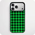 Green & Black Plaid Phone Case | Neon Buffalo Check Design