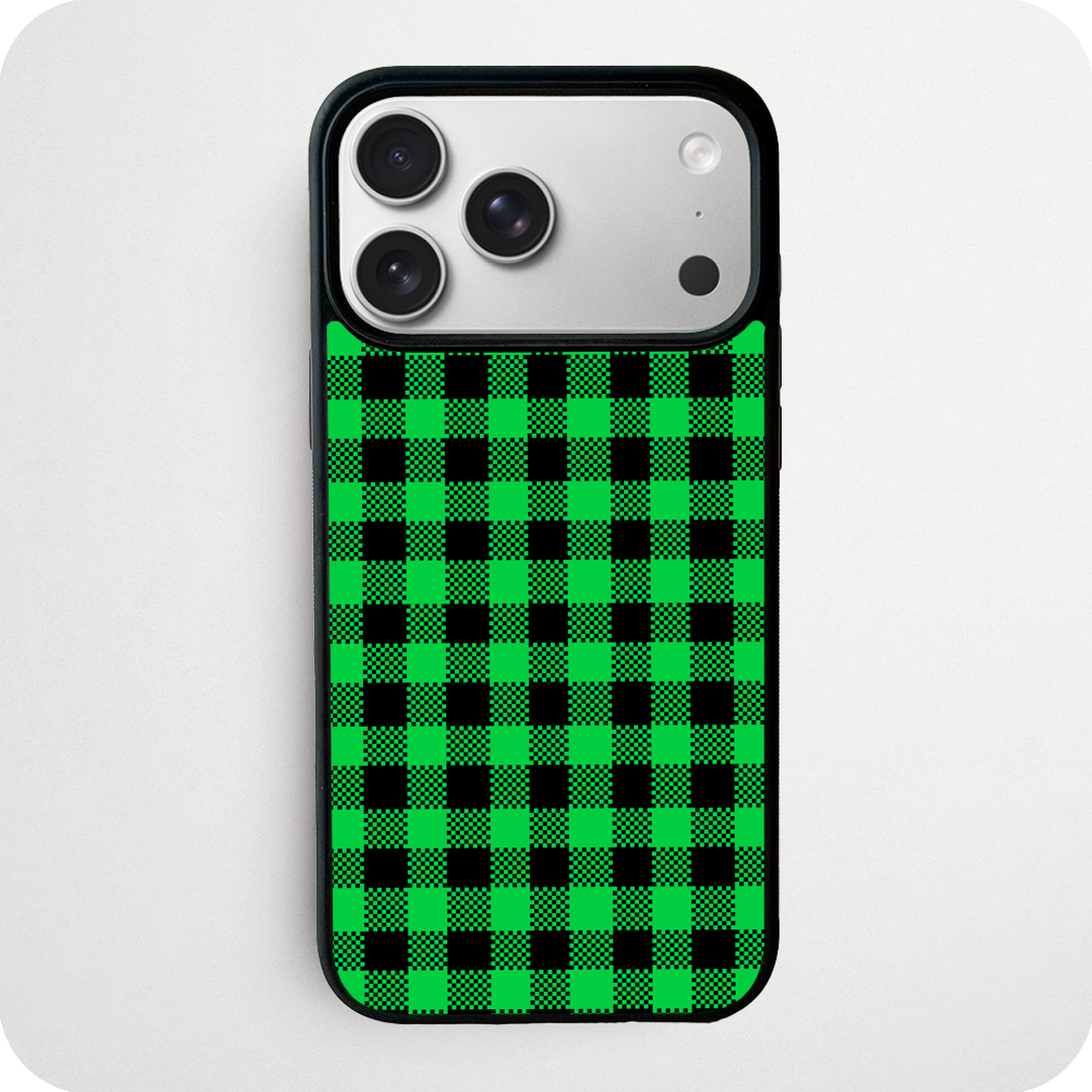 Green & Black Plaid Phone Case | Neon Buffalo Check Design