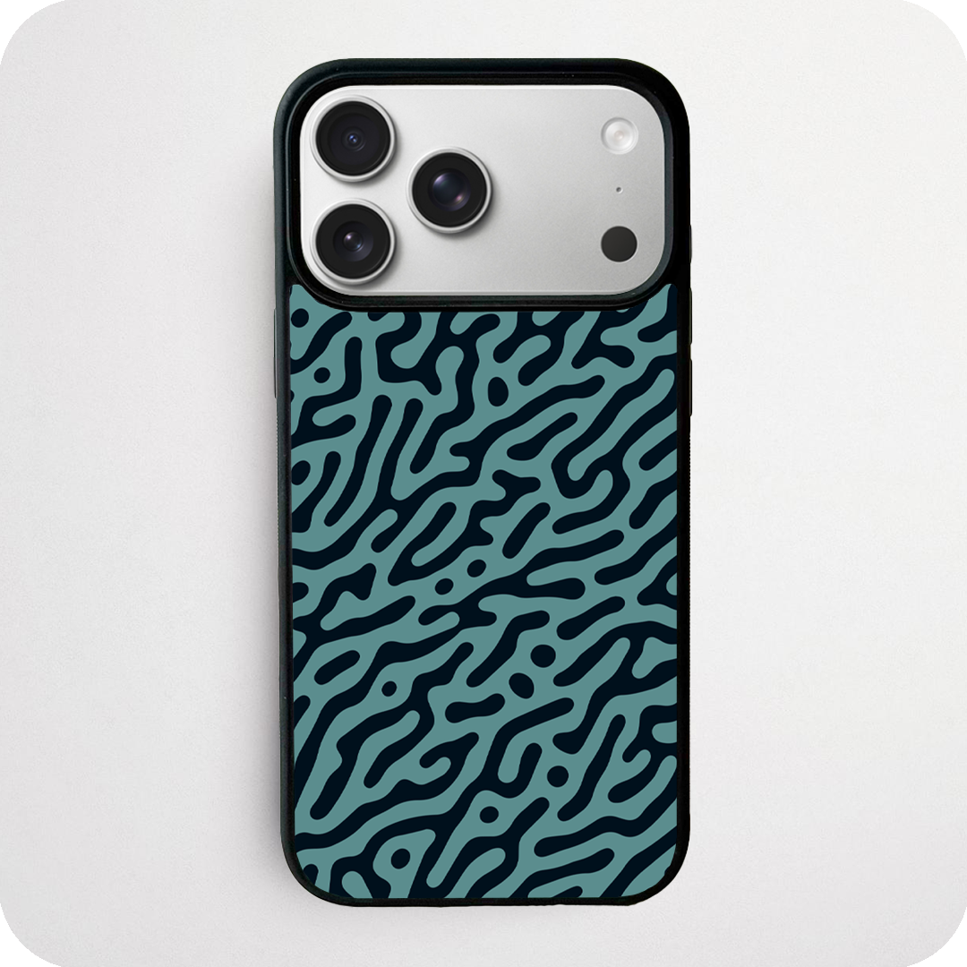 Sage & Black Turing Pattern Phone Case | Dark Abstract Design