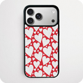 Red Glitter Phone Case | Large White Glitter Heart Pattern
