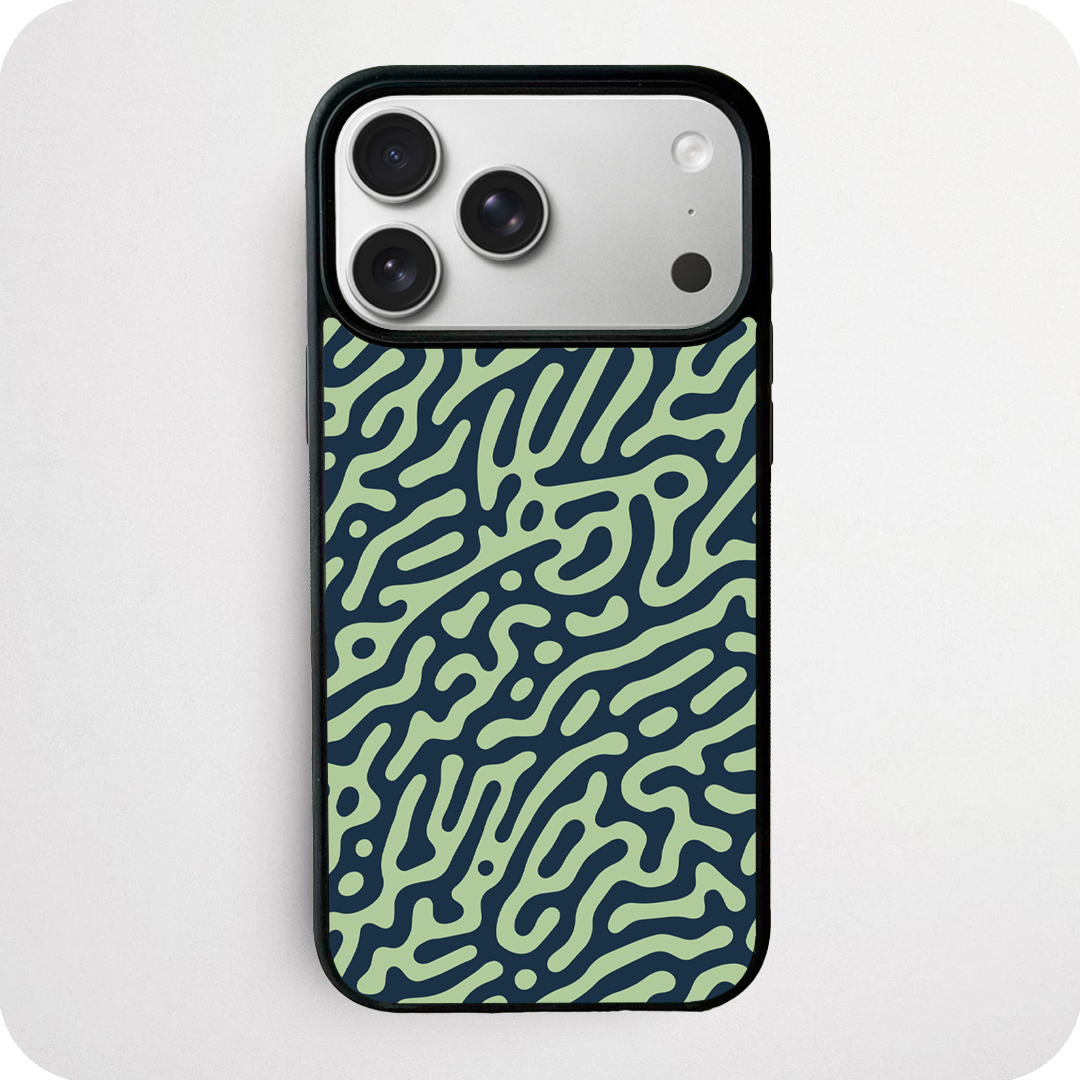 Navy & Sage Turing Pattern Phone Case | Earthy Abstract Design