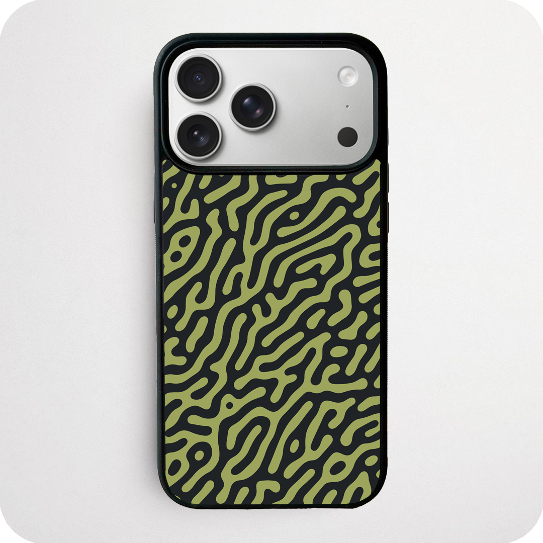 Black & Olive Turing Pattern Phone Case | Abstract Nature Design