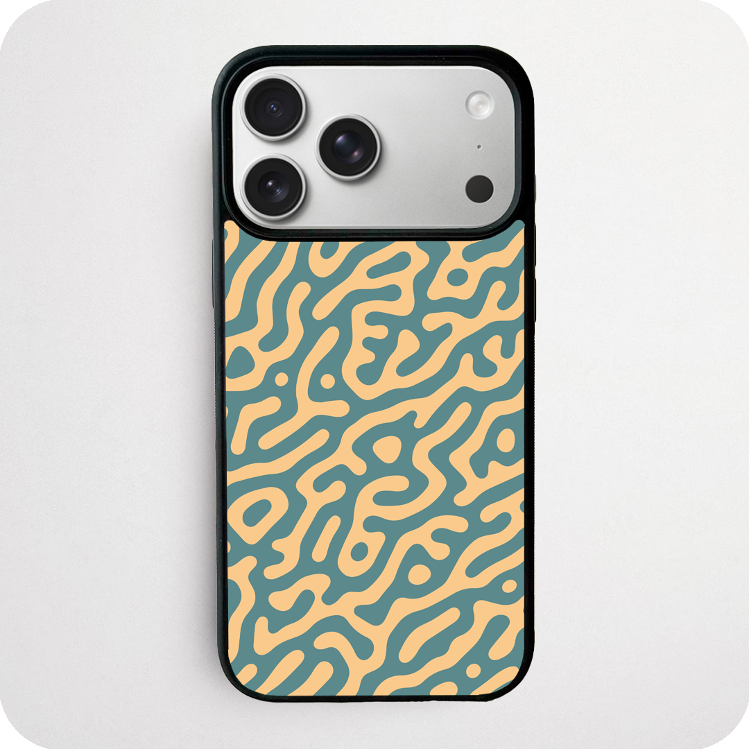 Sand & Teal Turing Pattern Phone Case | Retro Abstract Design