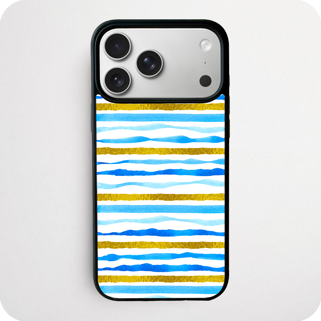 Blue & Gold Watercolour Stripe Phone Case | Nautical Design