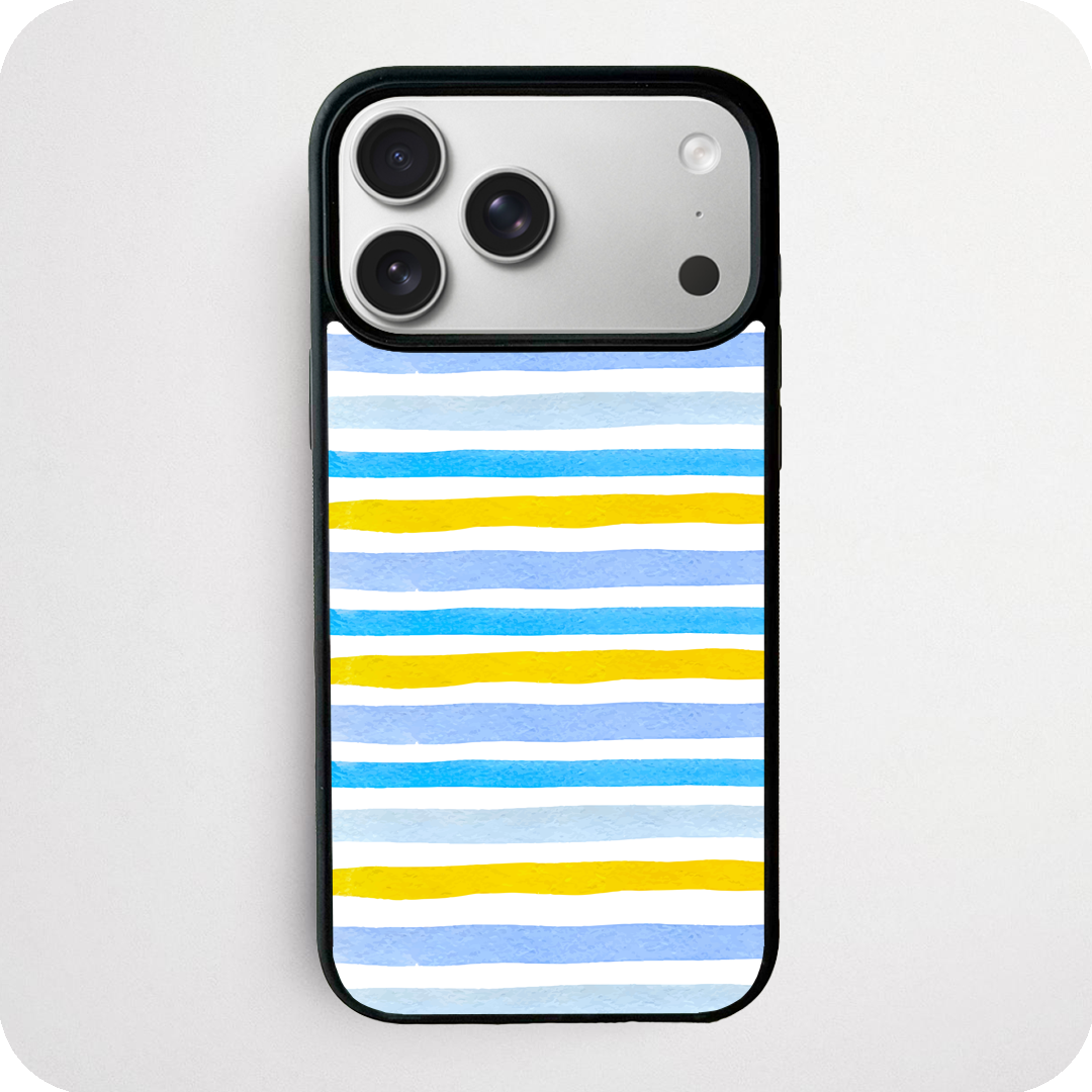 Blue & Yellow Watercolour Stripe Phone Case | Summer Design