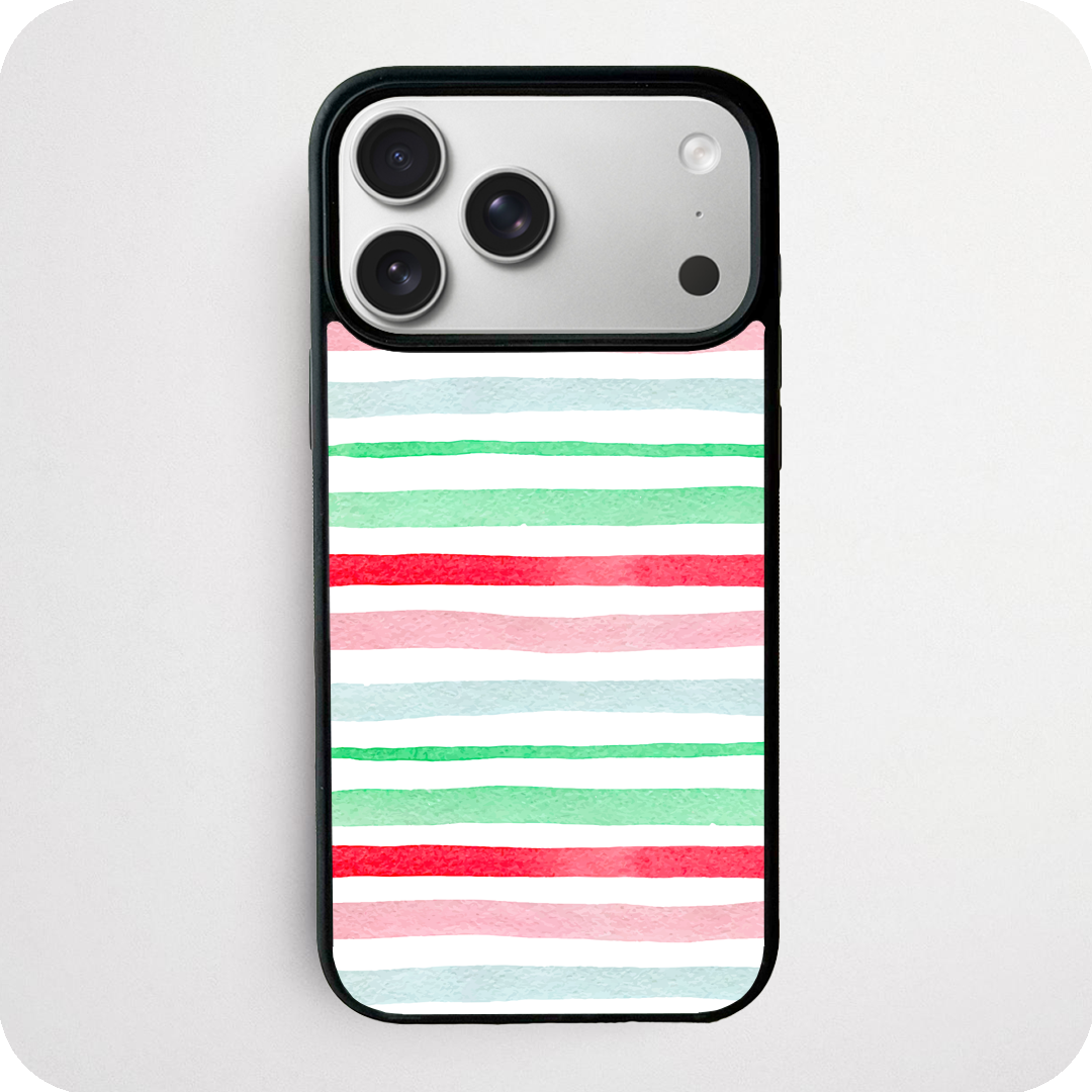 Multicolour Watercolour Stripe Phone Case | Pink & Green Design