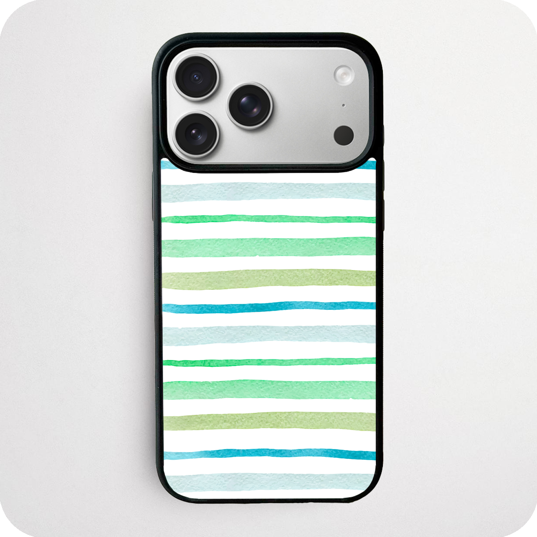 Green & Teal Watercolour Stripe Phone Case | Coastal Design