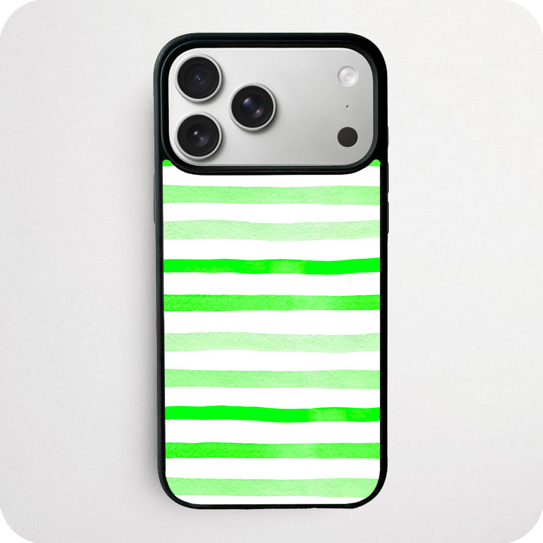 Neon Green Watercolour Stripe Phone Case | Bold Design
