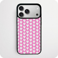 Pink Glitter Phone Case | Silver White Hearts Pattern