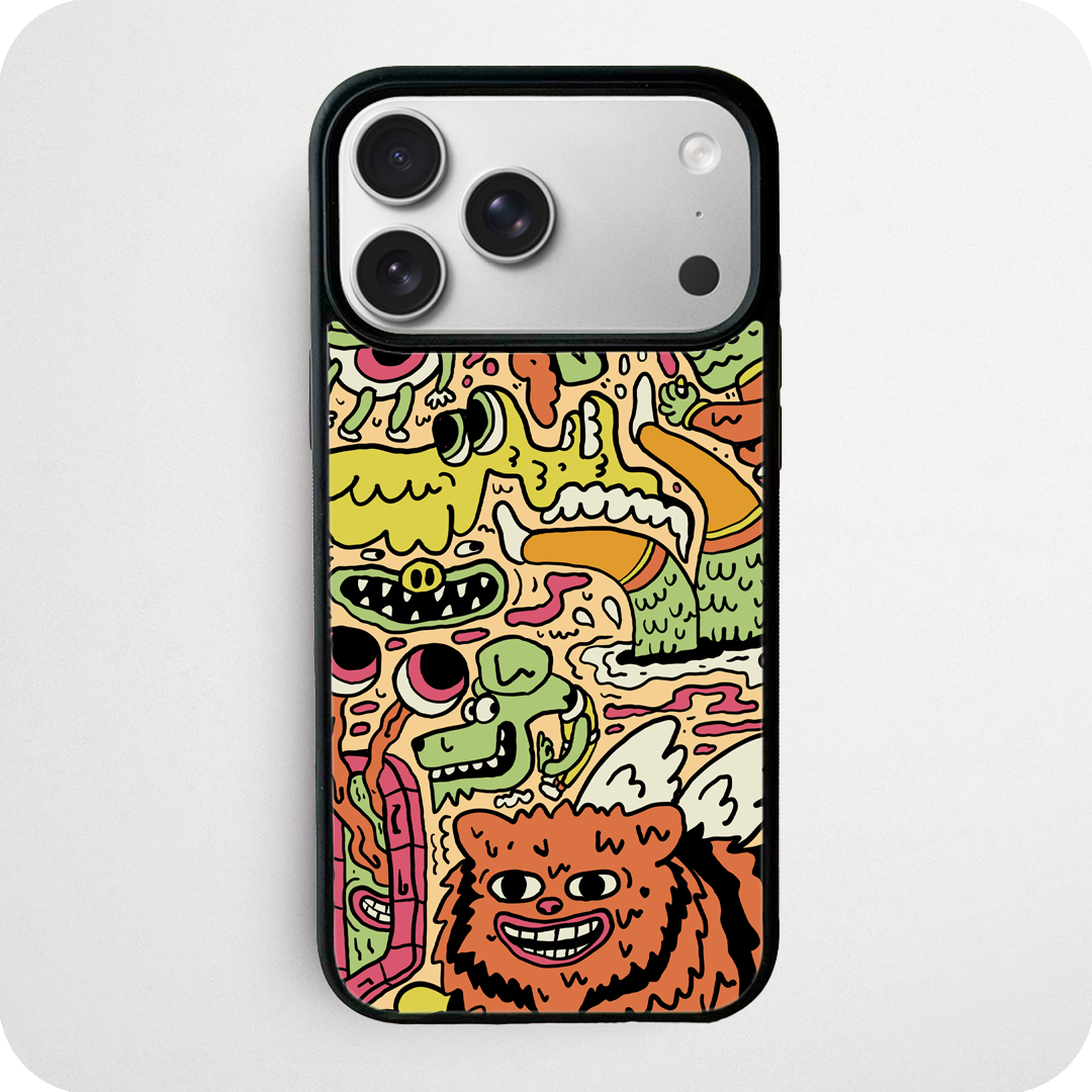 Cartoon Monster Doodle Phone Case | Quirky Illustrated Design