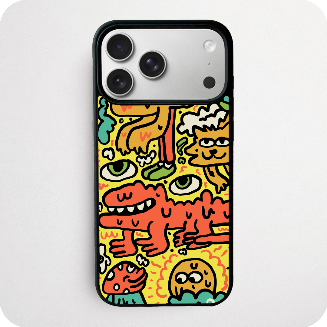 Red Dinosaur Yellow Background Phone Case