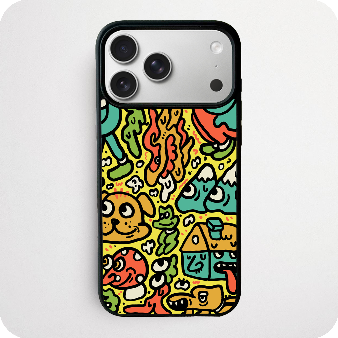 Yellow Background Creature Collage Phone Case