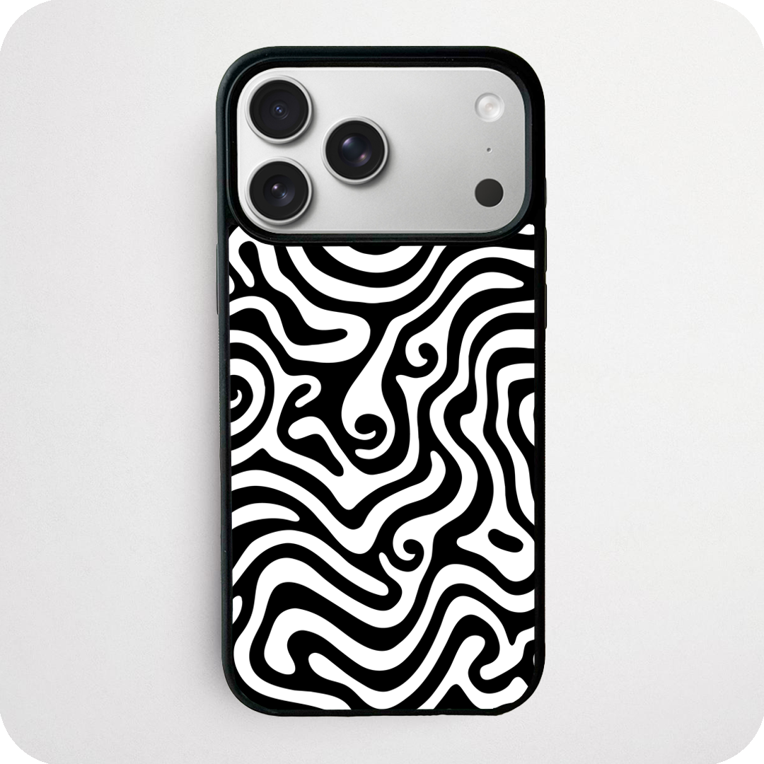 Black and White Psychedelic Wave Phone Case