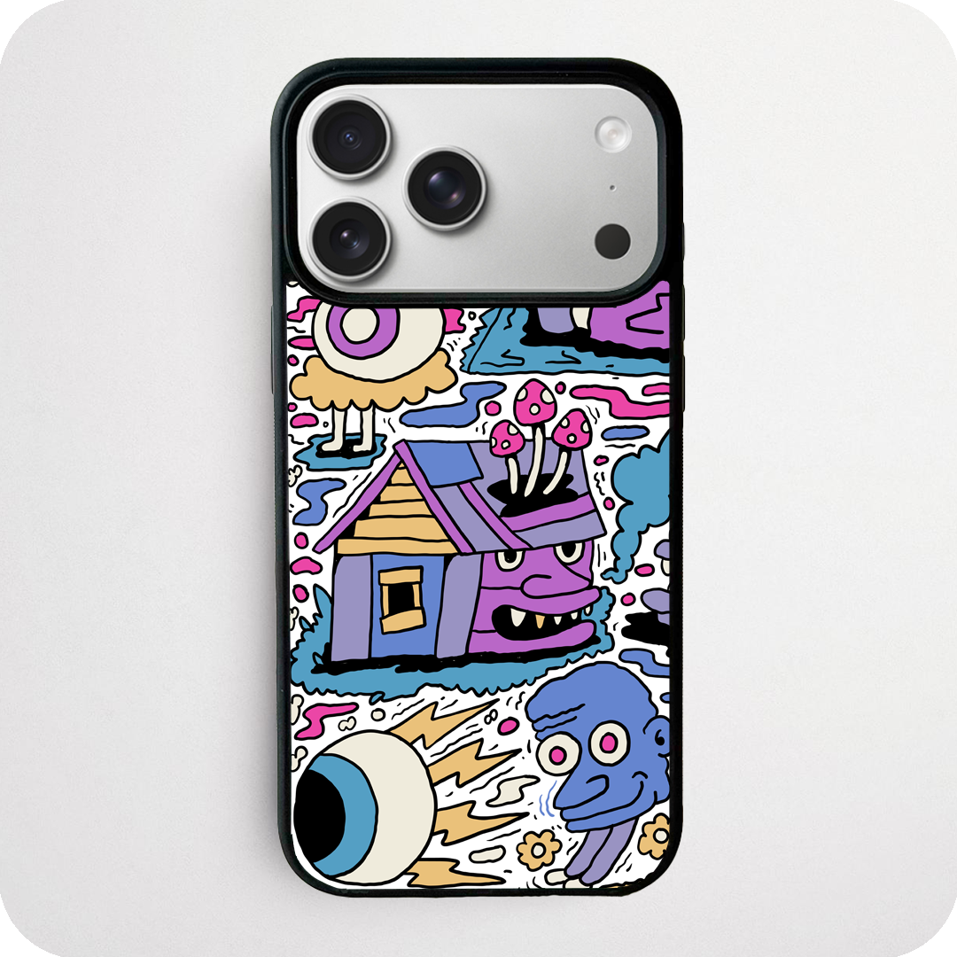 Mushroom House Eyeball Doodle Phone Case