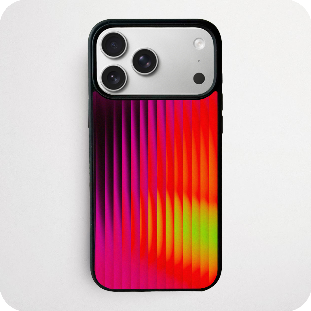 Neon Vertical Stripe Gradient Phone Case | Magenta to Green Abstract Design