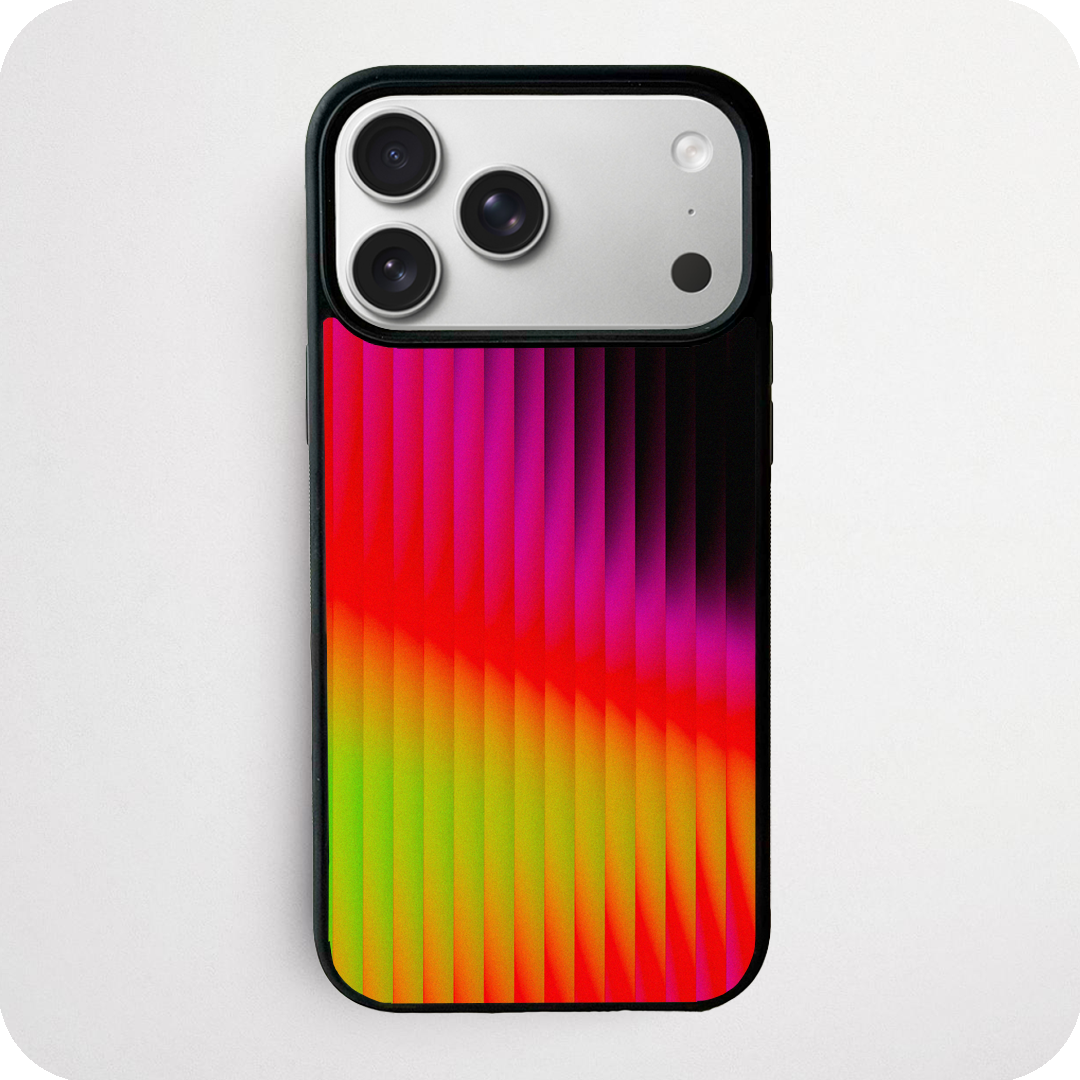 Neon Vertical Stripe Gradient Phone Case | Red to Magenta Abstract Design