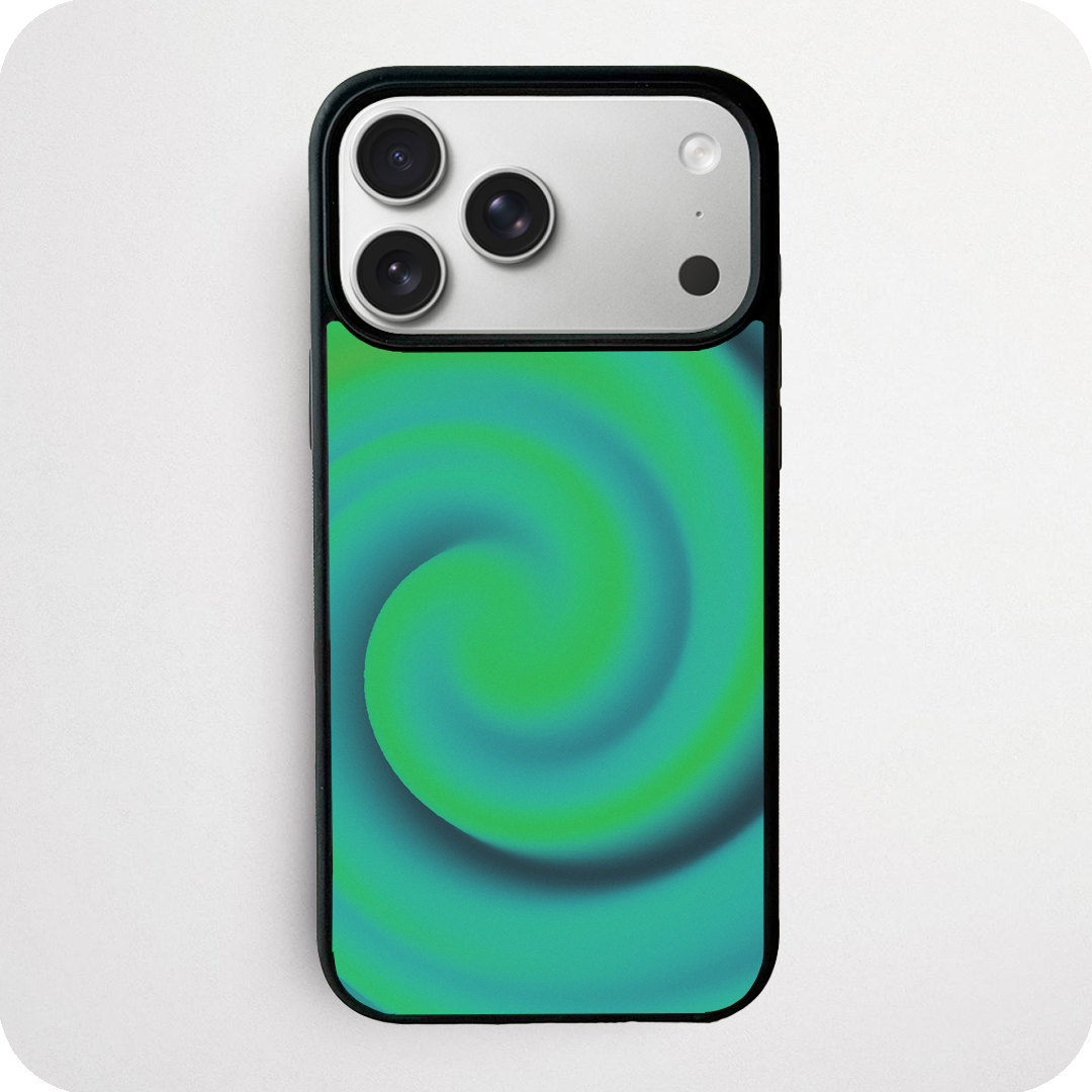 Green Teal Swirl Aura Phone Case | Hypnotic Gradient Abstract Design