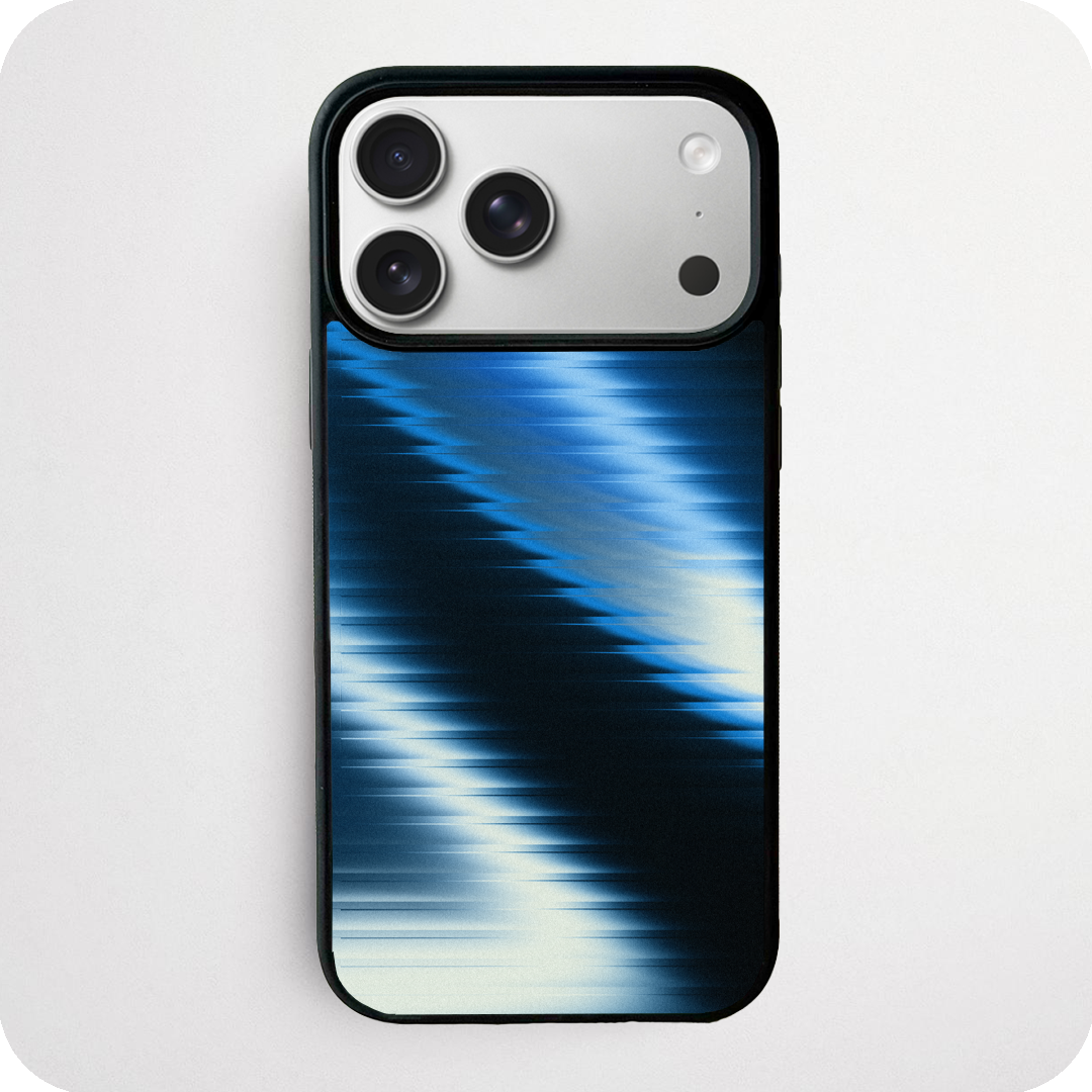 Blue Glitch Zigzag Motion Phone Case | Dark Digital Abstract Design
