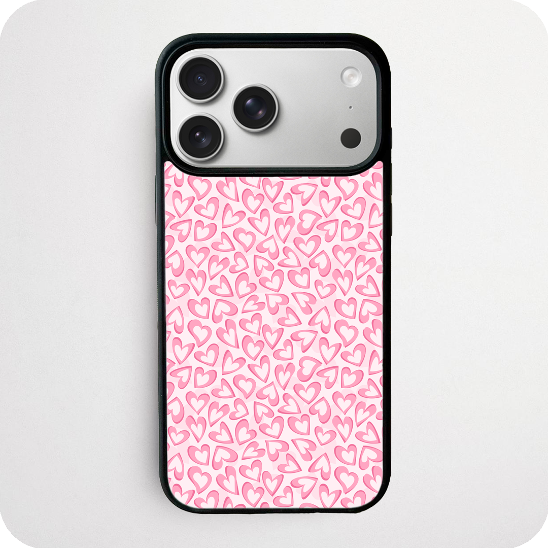 Pastel Pink Doodle Heart Phone Case | Soft Aesthetic Design
