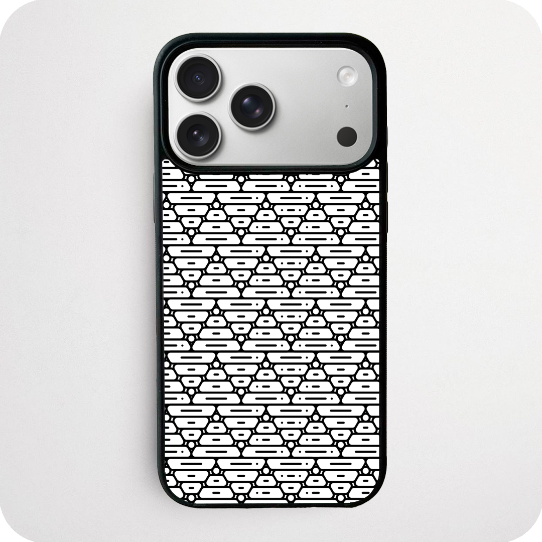 Black & White Geo Cell Pattern Phone Case | Monochrome Geometric Design