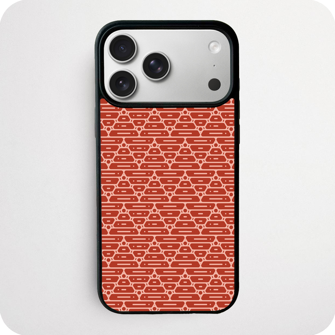 Red & Coral Geo Cell Pattern Phone Case | Geometric Tessellated Design