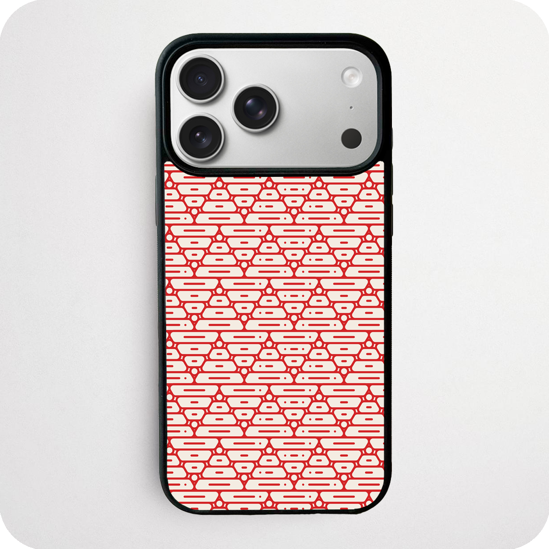 Red and White Geo Cell Pattern Phone Case