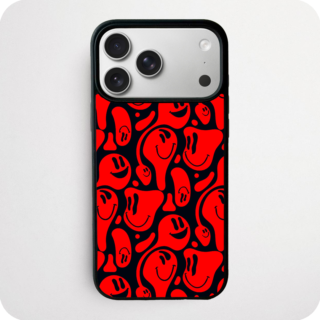 Red and Black Dripping Smiley Face Phone Case