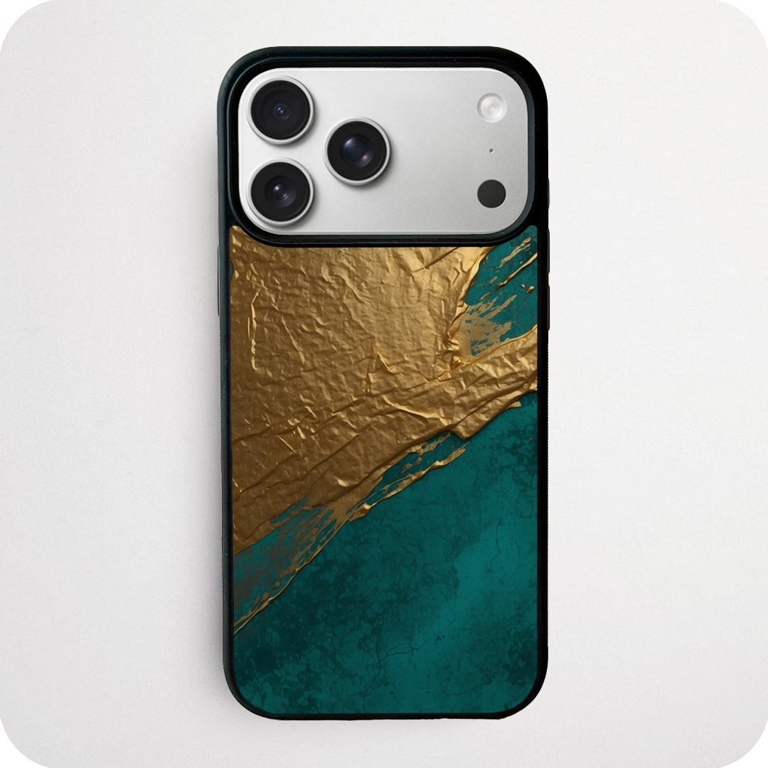 Gold and Teal Marble Foil Phone Case