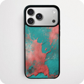 Teal and Coral Abstract Paint Texture Phone Case