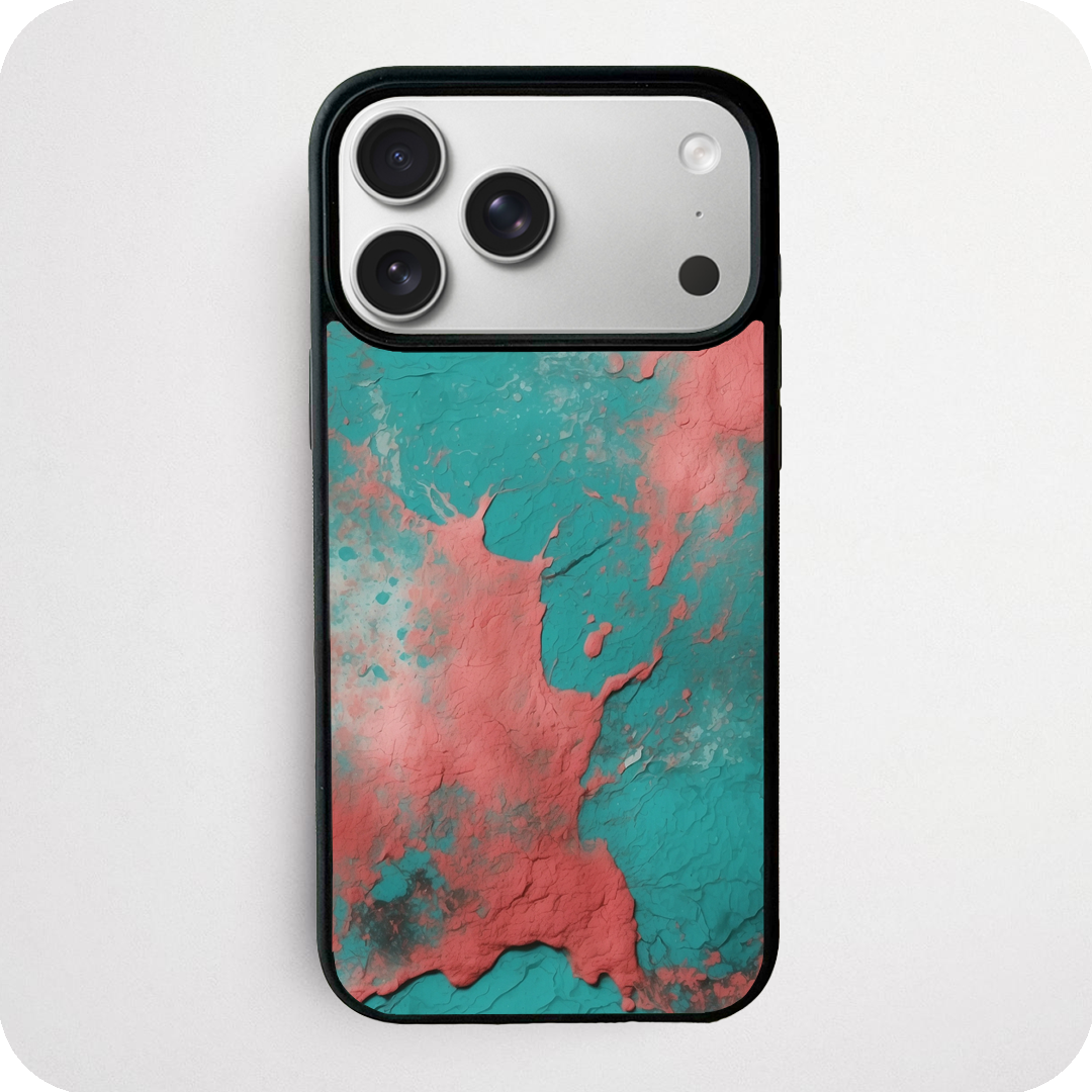 Teal and Coral Abstract Paint Texture Phone Case