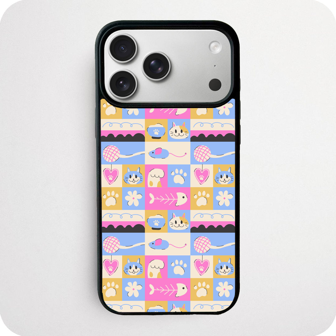 Cat Icons Checkerboard Phone Case