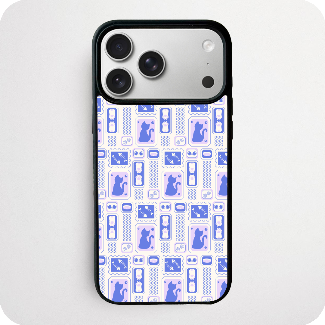Blue Cat Stamp Pattern Phone Case