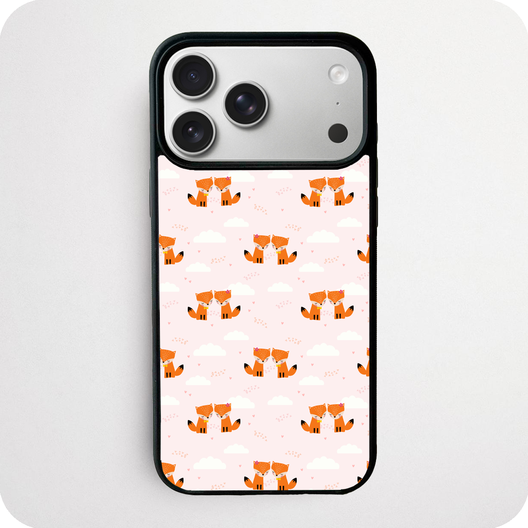 Cute Fox Couple Pattern Phone Case