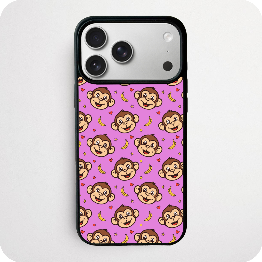 Cartoon Monkey and Banana Purple Phone Case