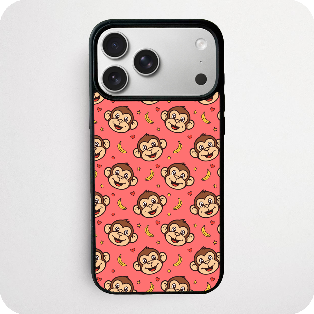 Cartoon Monkey and Banana Coral Phone Case