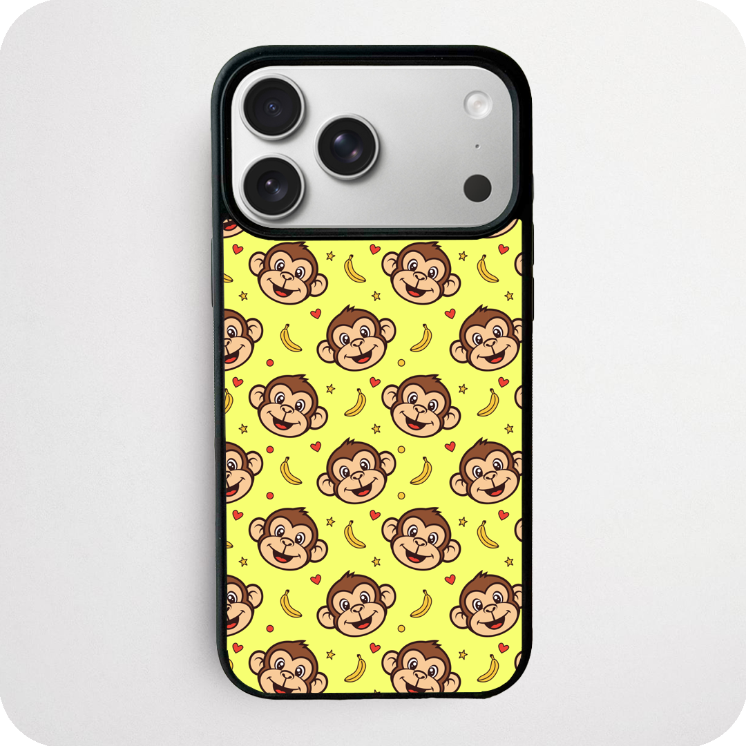 Cartoon Monkey and Banana Yellow Phone Case