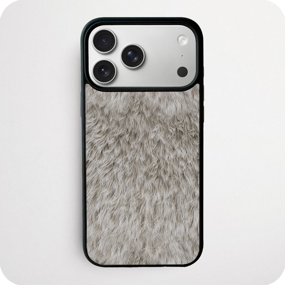 Grey White Fluffy Polar Bear Fur Phone Case