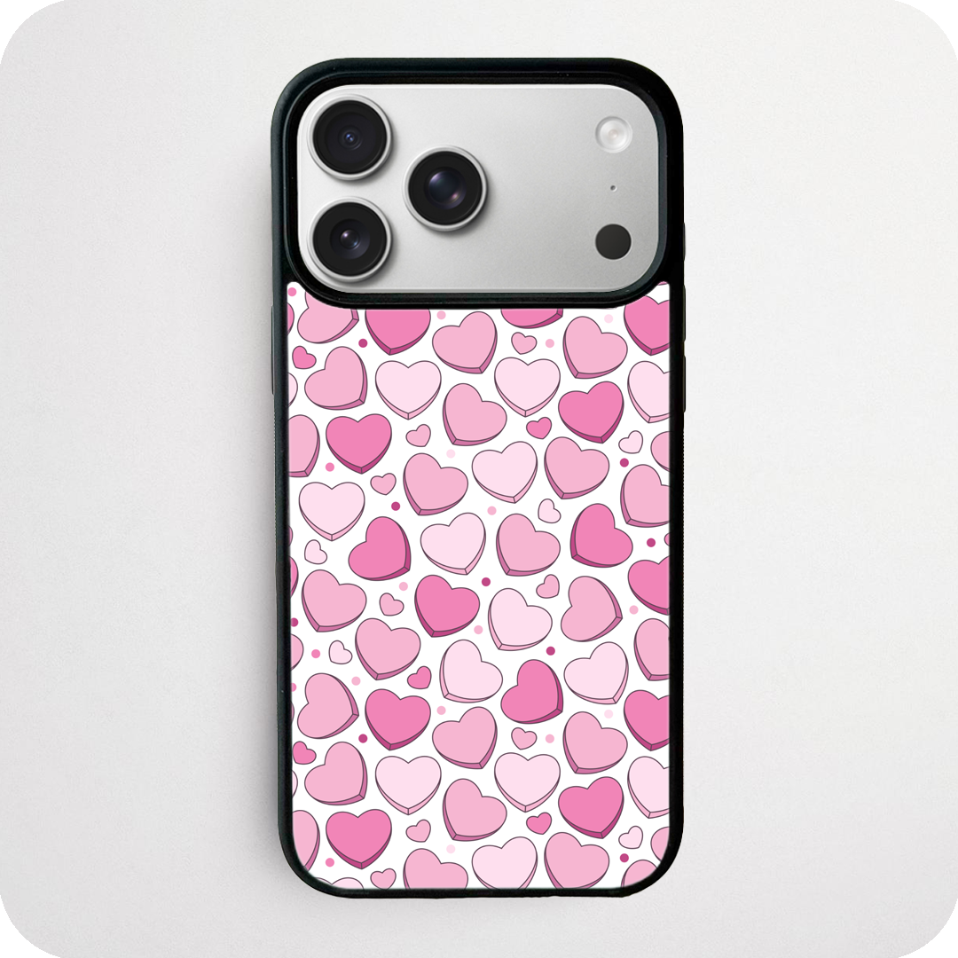 Pink Candy Hearts Phone Case | Cute 3D Heart Pattern Design