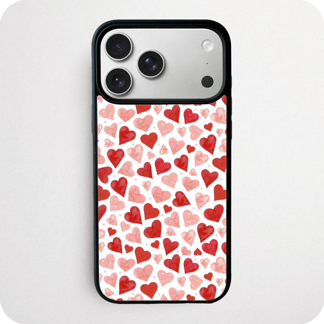 Watercolour Heart Phone Case | Red & Pink Painted Heart Design