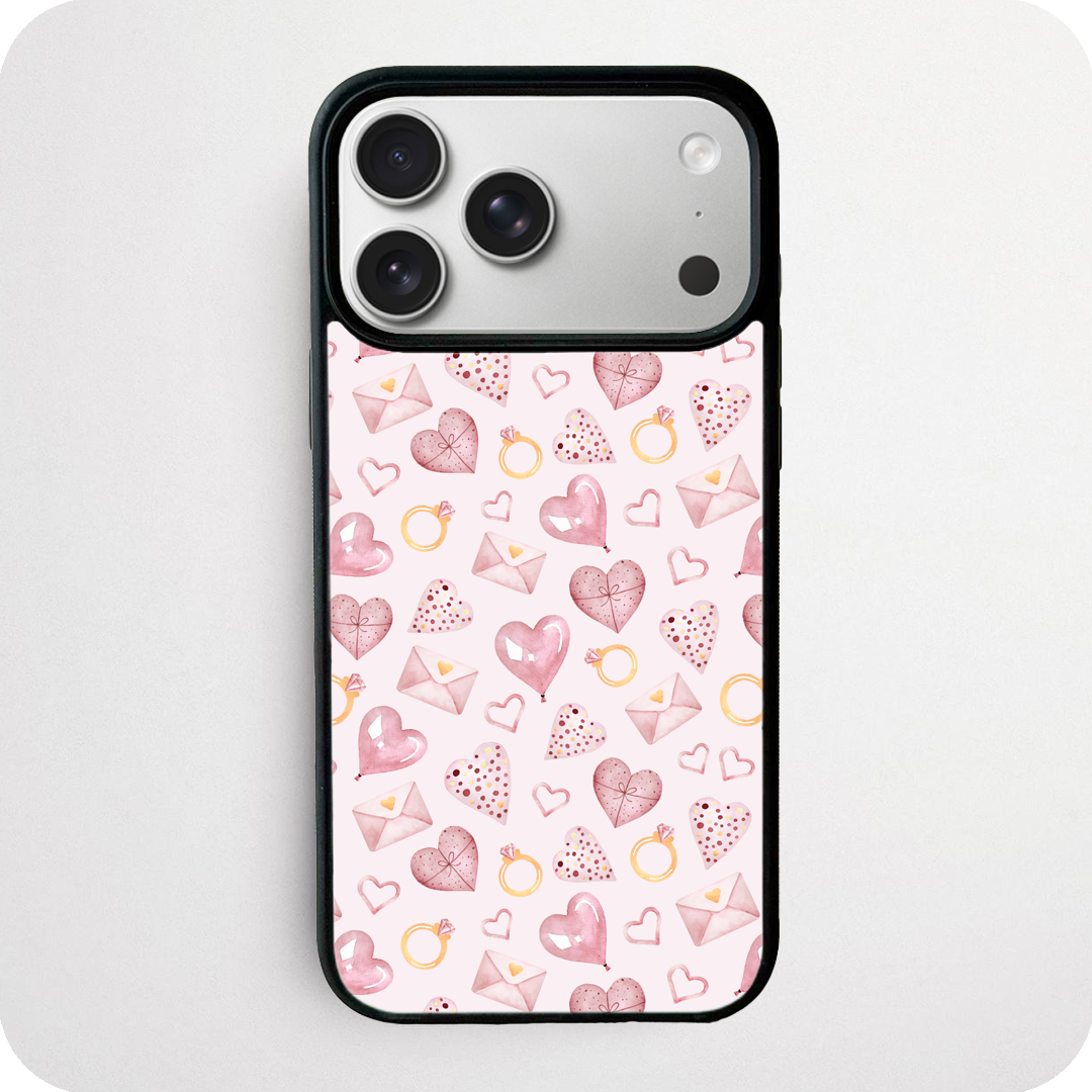 Romantic Watercolour Phone Case | Hearts, Rings & Love Letter Design