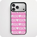 Pink Glitter XOXO Phone Case | Heart Text Repeat Pattern