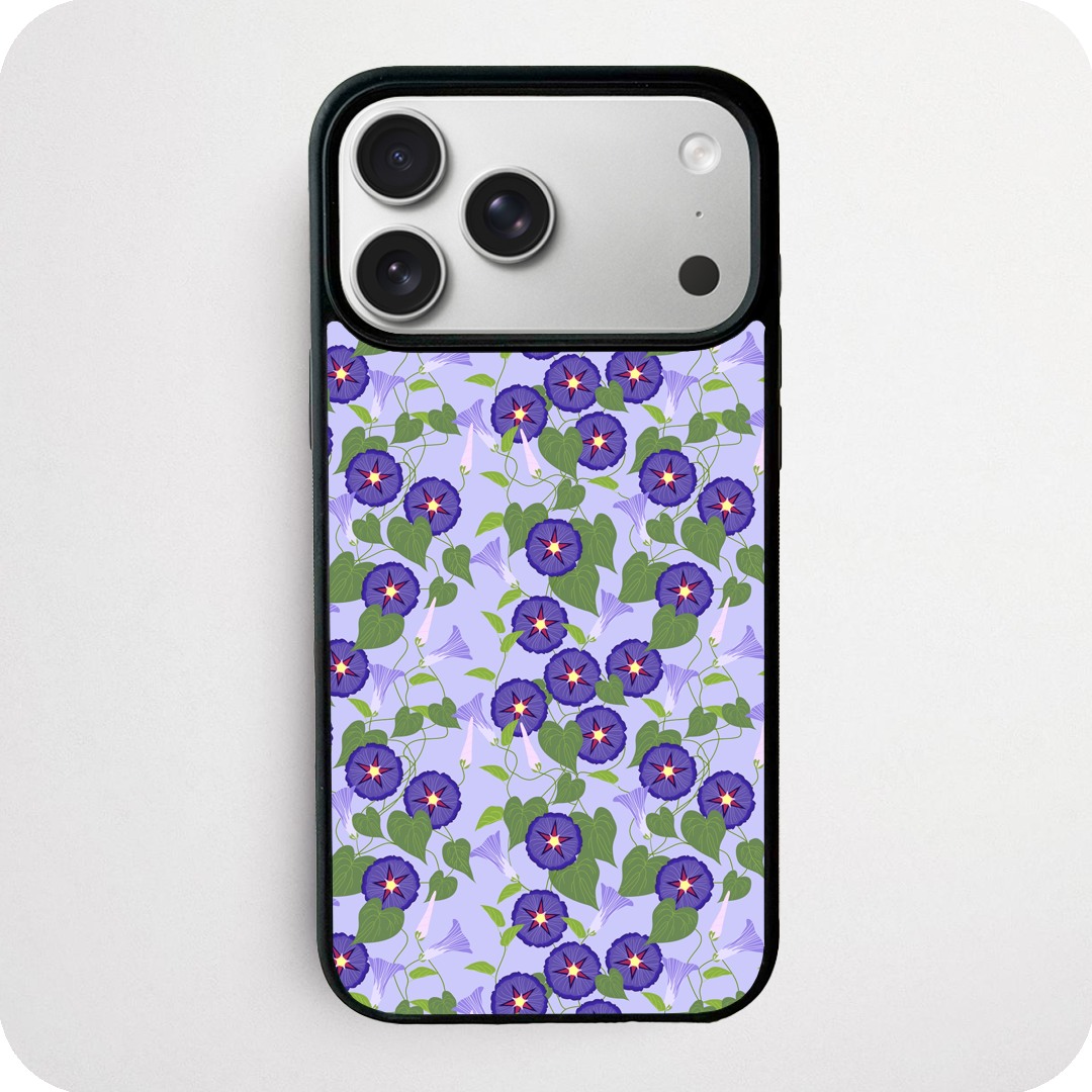 Blue Morning Glory Floral Phone Case | Botanical Vine Pattern