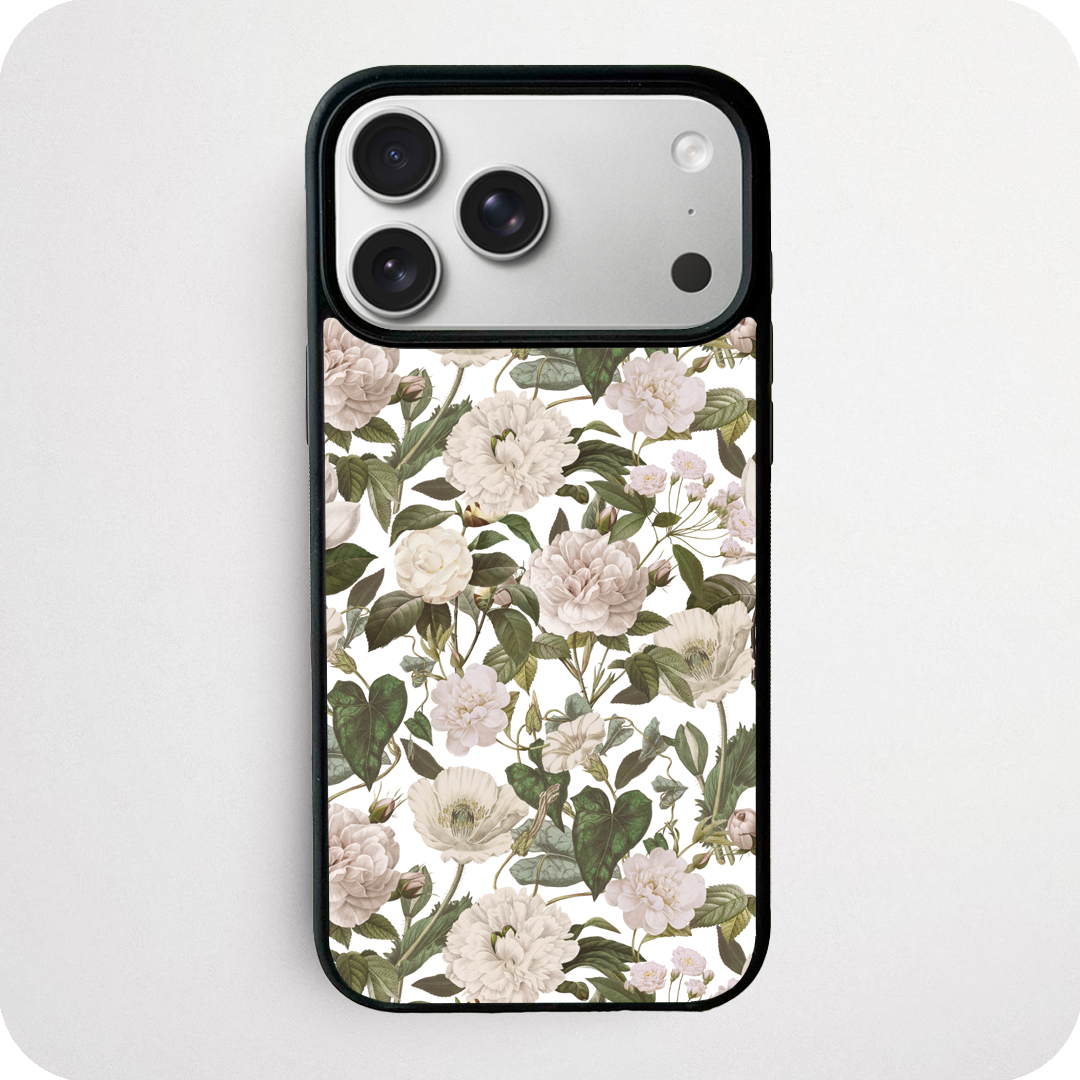 White Rose Botanical Phone Case | Vintage Garden Floral Design
