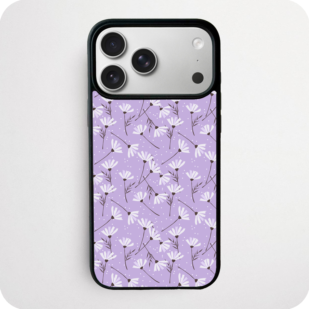 White Daisy Scatter Phone Case | Lavender Purple Botanical Illustration Design
