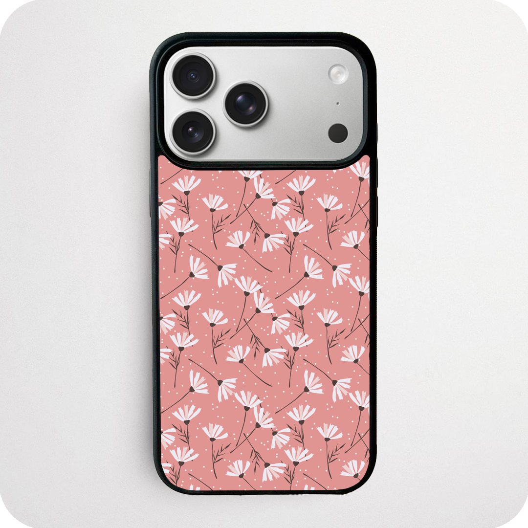White Daisy Scatter Phone Case | Blush Pink Botanical Illustration Design