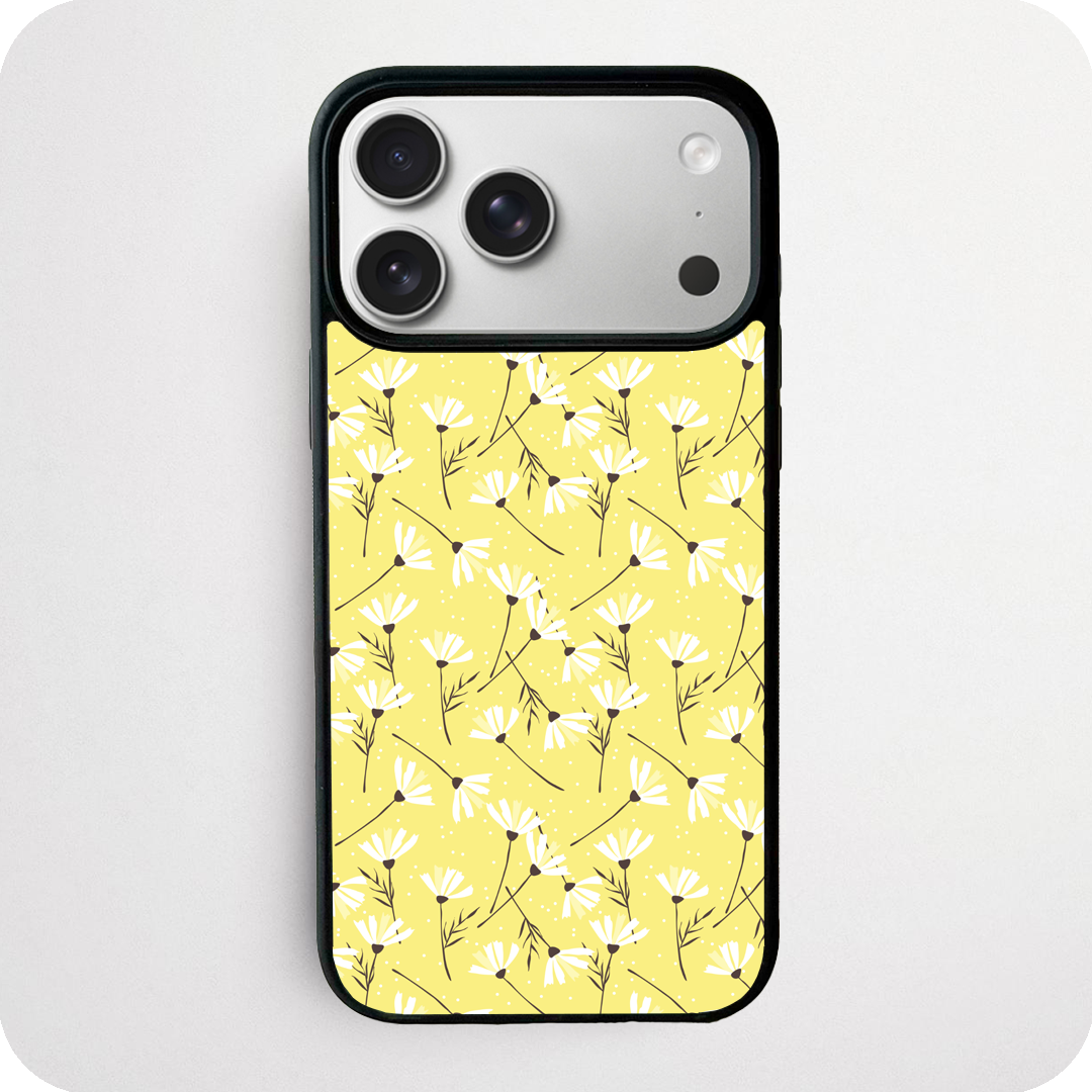White Daisy Scatter Phone Case | Sunny Yellow Botanical Illustration Design