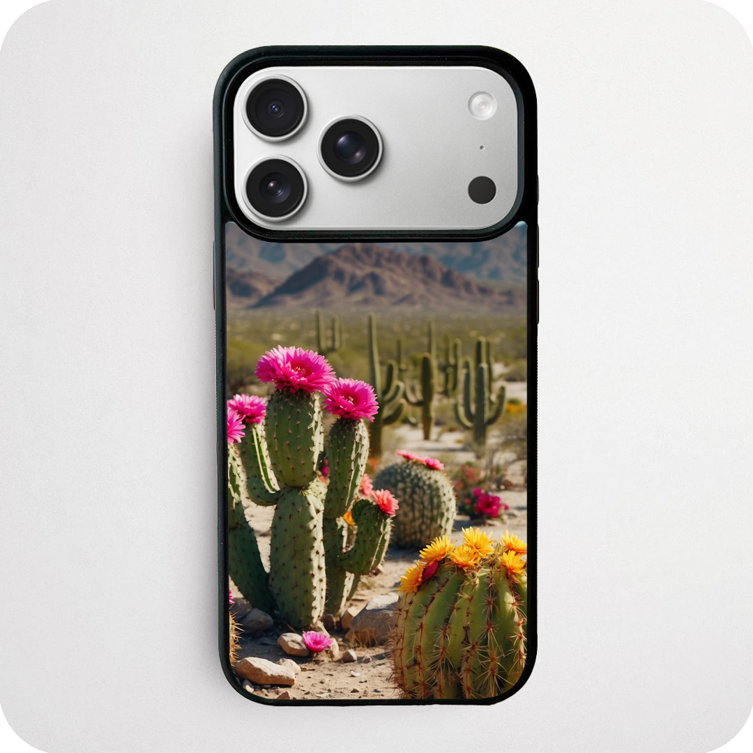 Blooming Cactus Phone Case | Desert Floral Landscape Design