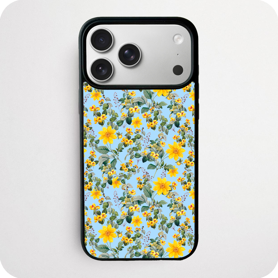Yellow Wildflower Botanical Blue Phone Case